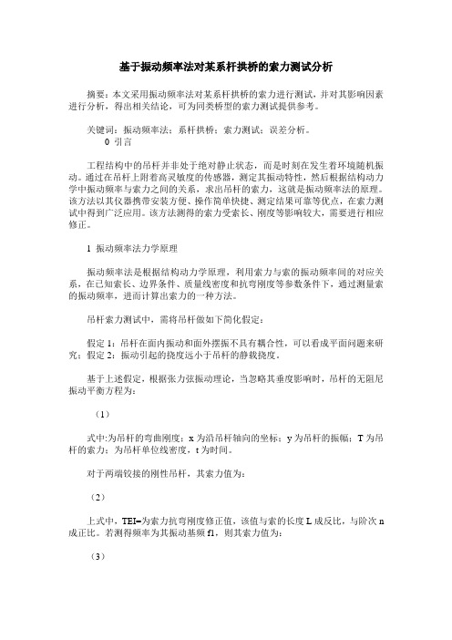 基于振动频率法对某系杆拱桥的索力测试分析