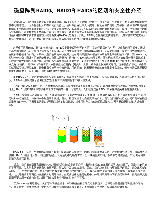 磁盘阵列RAID0、RAID1和RAID5的区别和安全性介绍