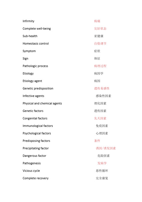 病理学和病理生理学：英文整理