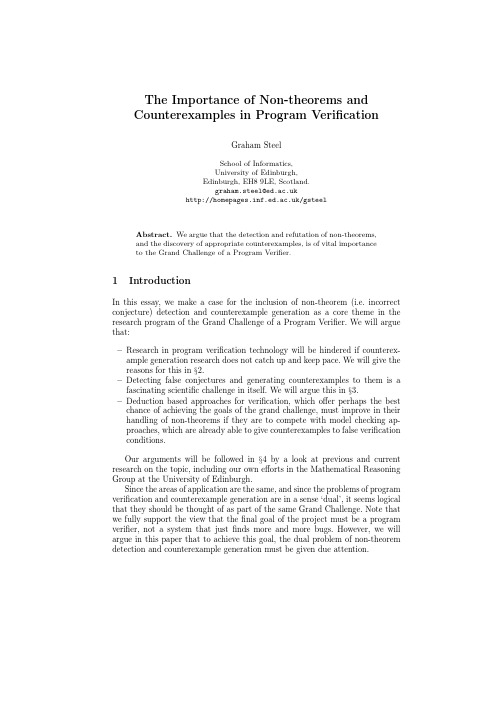 The importance of Non-theorems and Counterexamples in Program Verification. University of E