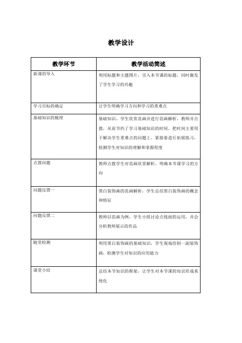 高中美术_黑白装饰画教学设计学情分析教材分析课后反思