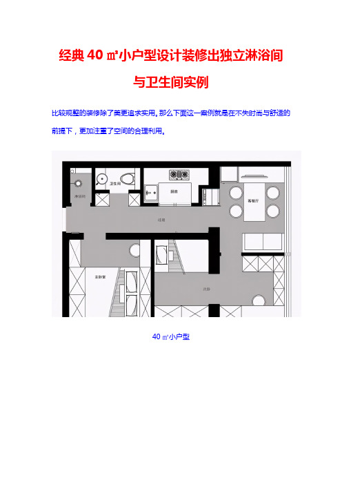 经典40㎡小户型设计装修出独立淋浴间与卫生间实例