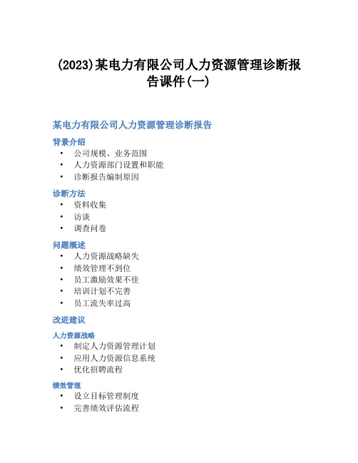 (2023)某电力有限公司人力资源管理诊断报告课件(一)