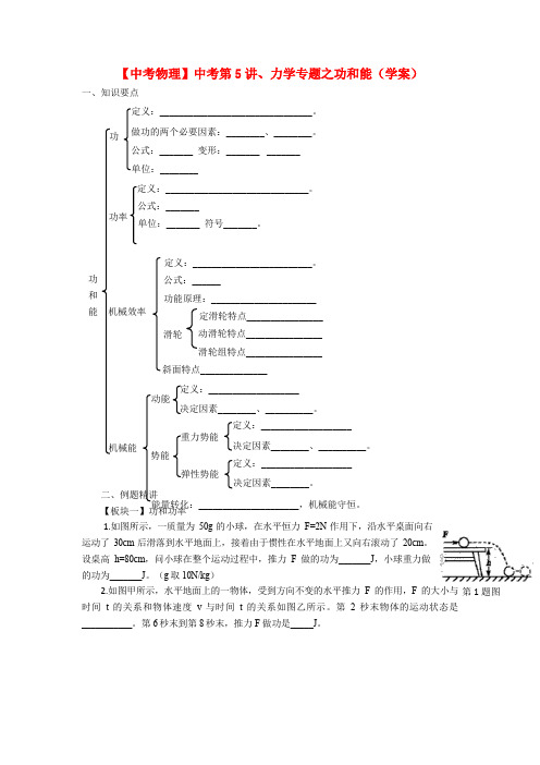 【中考物理】中考第5讲、力学专题之功和能(学案)