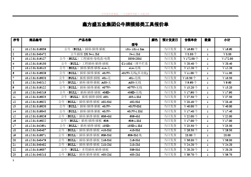 鑫方盛五金集团公牛牌插排类工具报价单