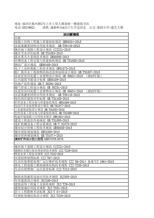 最新 现行 规范目录 清单