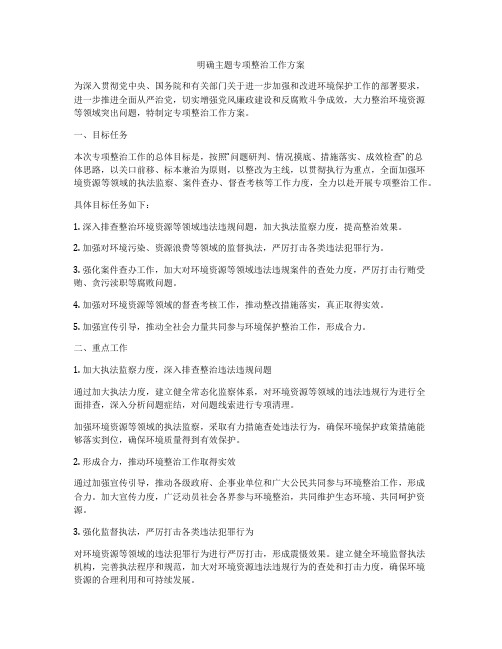 明确主题专项整治工作方案