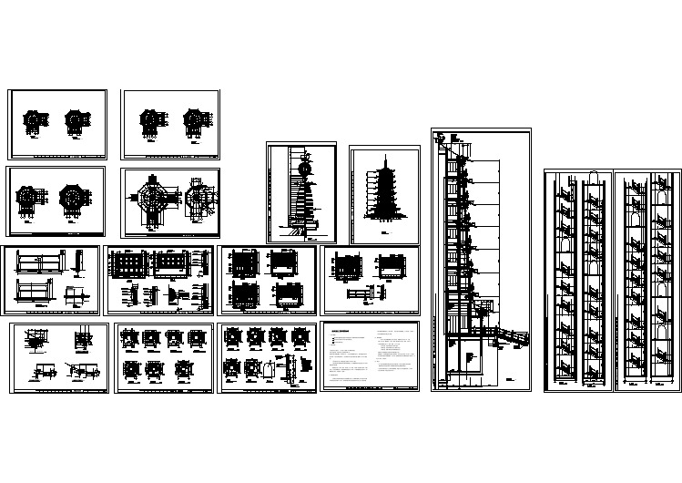 某地区七层古塔仿古建筑设计详细方案施工CAD图纸