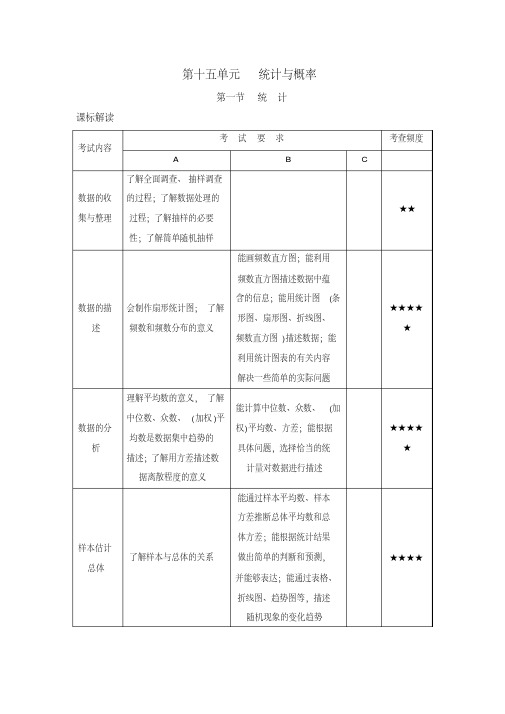 2017北京中考《第15单元统计与概率》复习课标解读+典例诠释