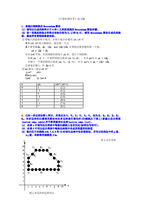 《计算机图形学》练习题(问题详解)