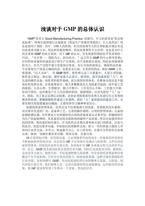 浅谈对于GMP的总体认识