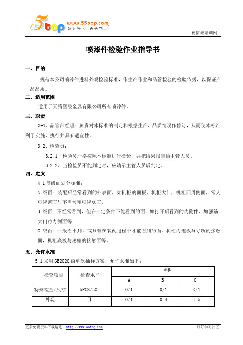 喷漆件检验作业指导书