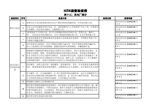 专项HSE监督检查表-表13发电厂部分