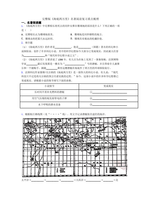 完整版《海底两万里》名著阅读复习重点梳理