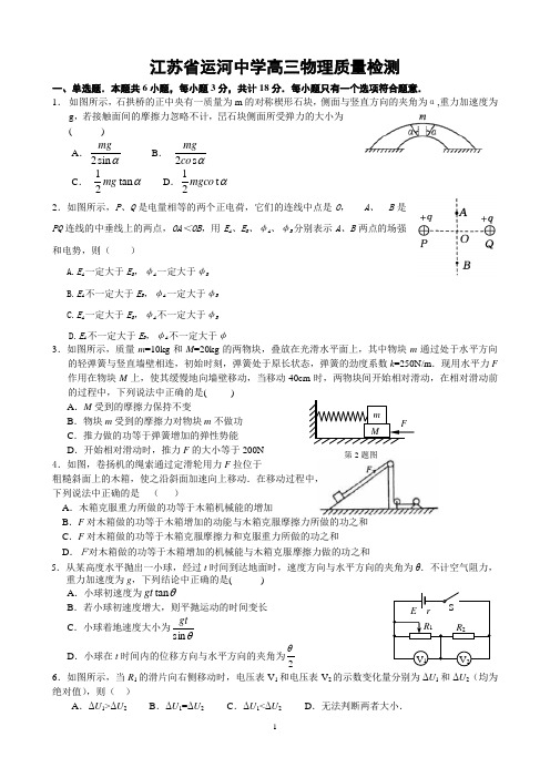 江苏省运河中学高三物理质量检测