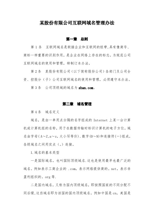 公司互联网域名管理办法