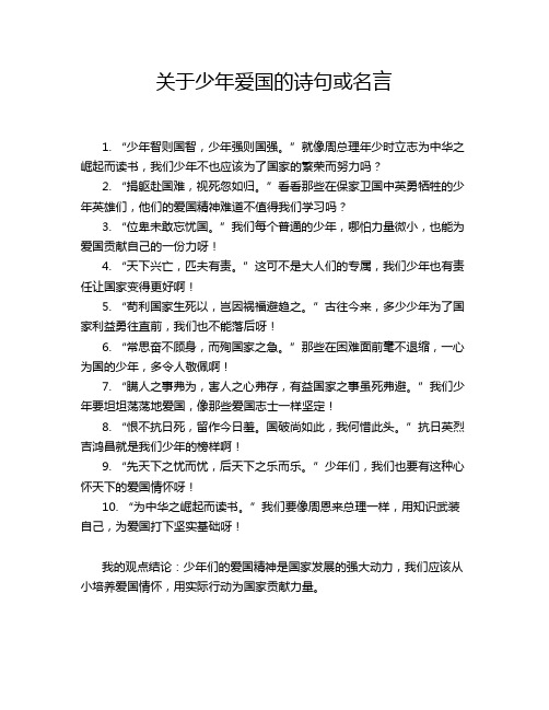 关于少年爱国的诗句或名言