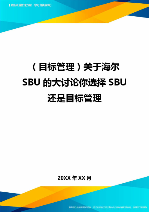 (目标管理)关于海尔SBU的大讨论你选择SBU还是目标管理