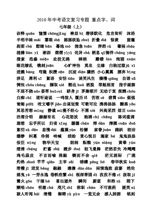 2010年中考语文复习专题重点字、词