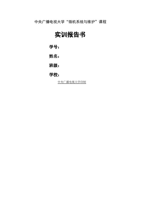 《微机系统与维护实训报告》