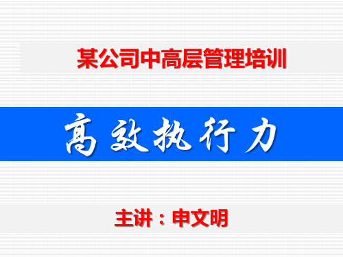 某公司中高层高效执行力培训教材ppt(39张)