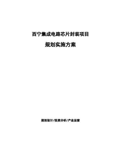 西宁集成电路芯片封装项目规划实施方案