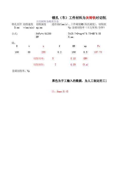 镗孔(车)切削用量计算公式