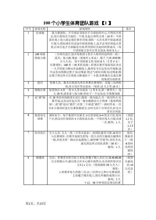 最全100个小学体育游戏