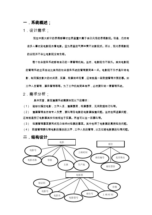 用数据库设计影院售票管理系统