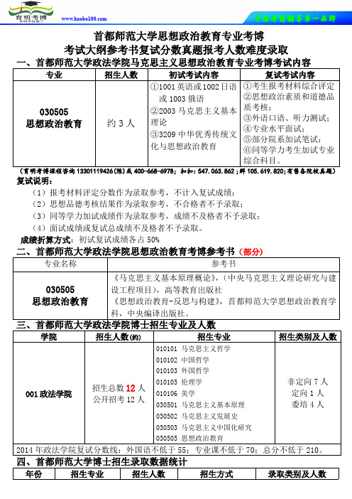 思政考博-首都师范大学思想政治教育专业考博考试大纲参考书复试分数真题报考人数难度录取-育明考博