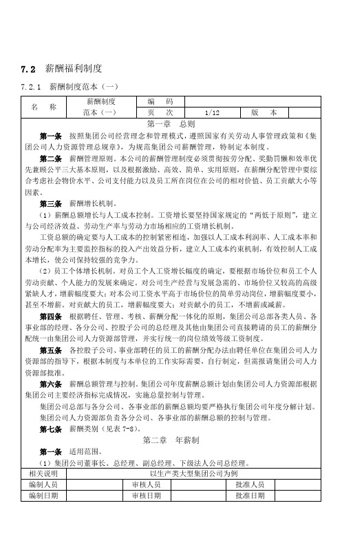 人力资源管理全案(MBA)--薪酬福利及相关表格