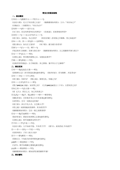 常见文言固定结构