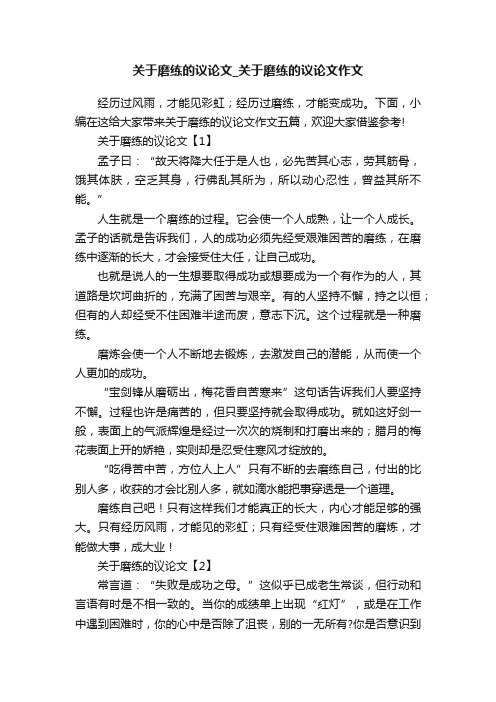 关于磨练的议论文_关于磨练的议论文作文