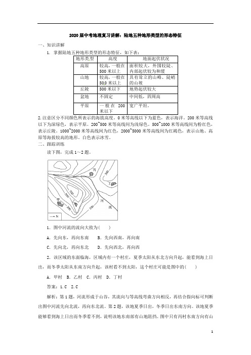 中考地理复习讲解：陆地五种地形类型的形态特征