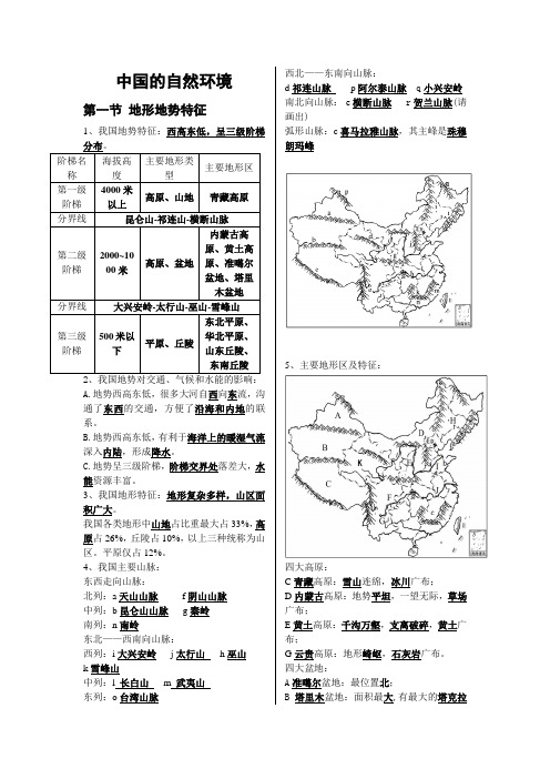 中国的自然环境重难点