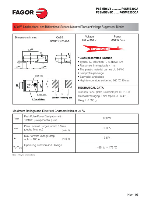 P6SMB6V8CA中文资料