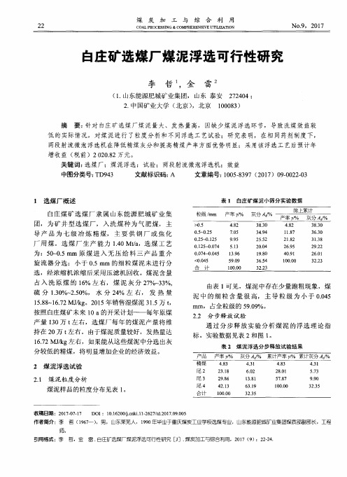 白庄矿选煤厂煤泥浮选可行性研究