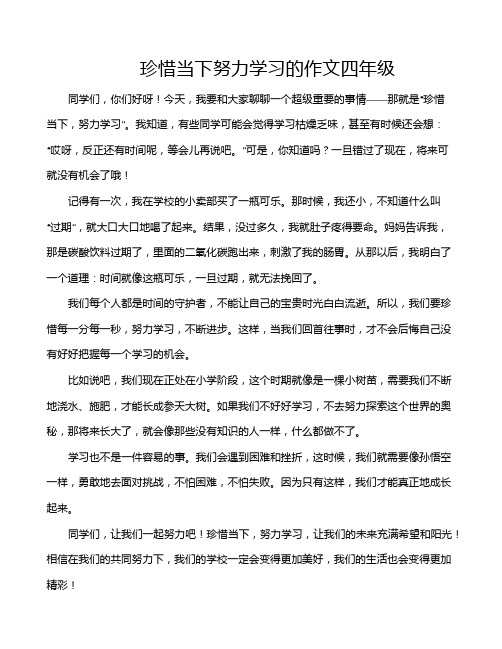 珍惜当下努力学习的作文四年级