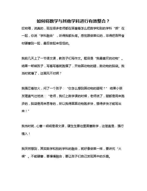 如何将数学与其他学科进行有效整合？