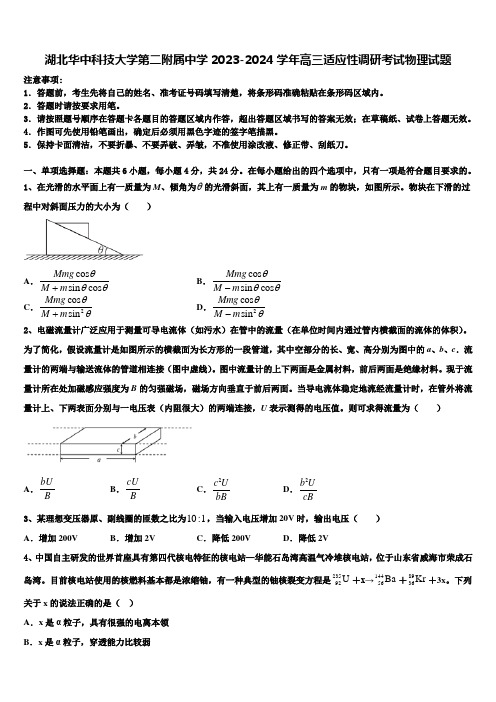 湖北华中科技大学第二附属中学2023-2024学年高三适应性调研考试物理试题含解析