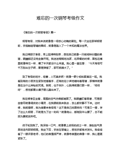 难忘的一次钢琴考级作文