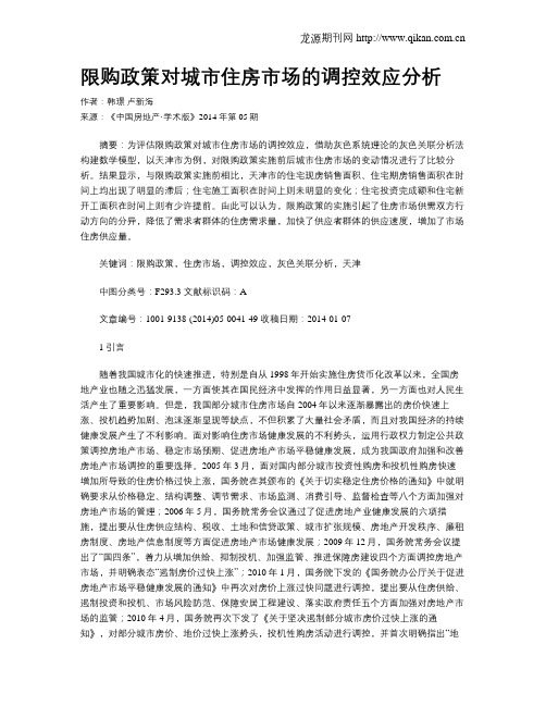 限购政策对城市住房市场的调控效应分析