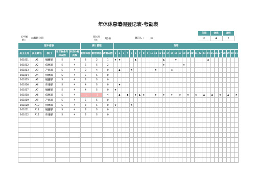 员工考勤请假表格模板