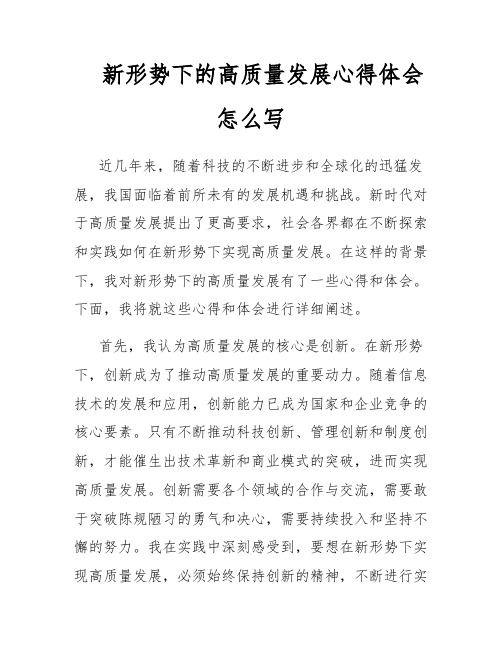 新形势下的高质量发展心得体会怎么写