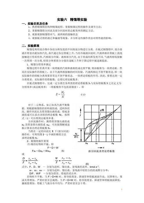 实验六   精馏塔实验