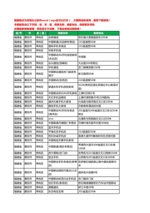 2020新版福建省莆田市秀屿区手机店工商企业公司商家名录名单黄页联系电话号码地址大全132家