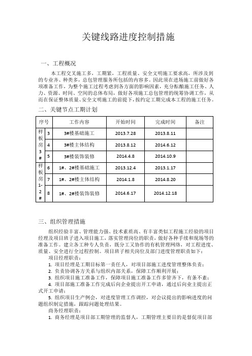 项目工程关键线路控制措施