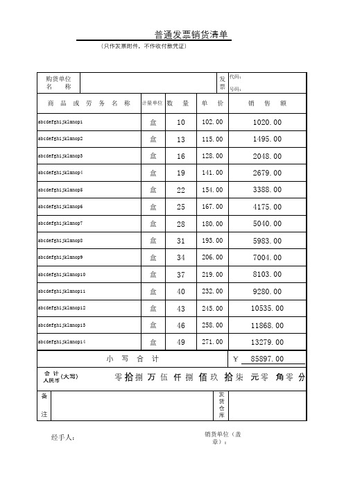 普通发票销货清单模板.xls