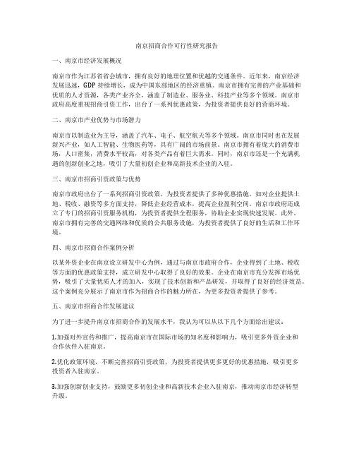 南京招商合作可行性研究报告