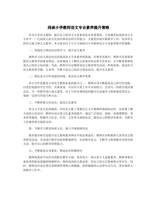 浅谈小学教师语文专业素养提升策略